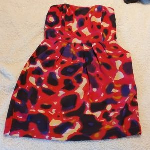 Abstract Patterned Strapless Dress